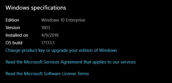 Windows 10 Build 10.0.17133.1
